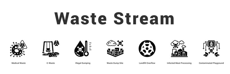 Obraz premium Waste Stream Modern and clean web banner illustration featuring thematic icons for visual communication