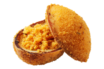 Brazil Acaraj fried pea ball isolated on white transparent background, concept of South American Cuisine.