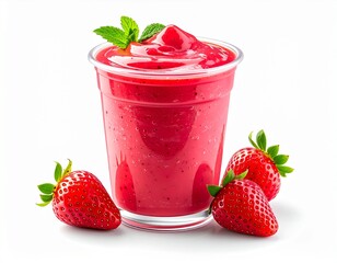 Refreshing Strawberry Smoothie in Glass