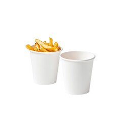 French fries in a white paper cup