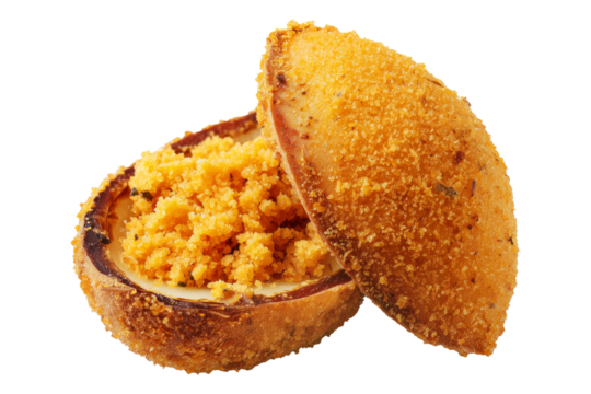 Brazil Acaraj fried pea ball isolated on white transparent background, concept of South American Cuisine.