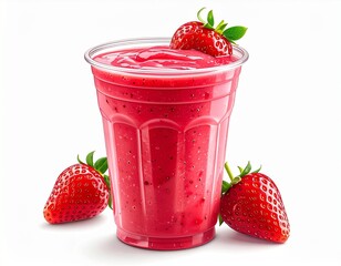 Refreshing Strawberry Smoothie in Glass