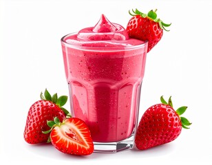 Refreshing Strawberry Smoothie in Glass