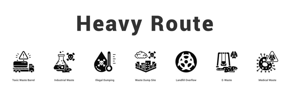 Heavy Route Modern and clean web banner illustration featuring thematic icons for visual communication