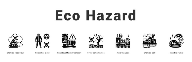 Fototapeta premium Eco Hazard Modern and clean web banner illustration featuring thematic icons for visual communication