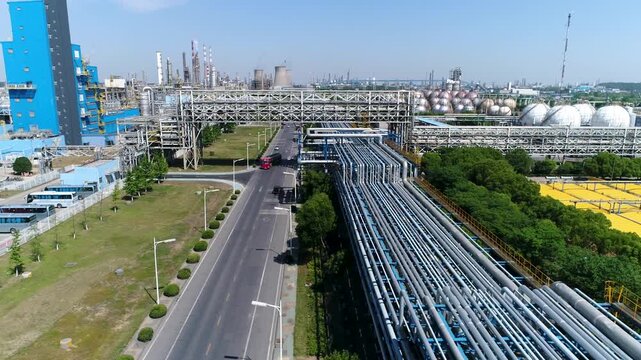 Large Industrial Manufacturing Factory with Pipeline Equipment and Storage