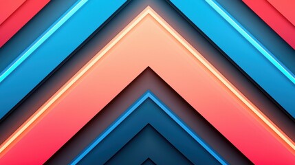 A vibrant abstract design featuring diagonal stripes in various colors and a central triangle.