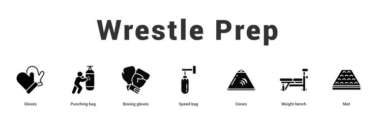 Wrestle Prep Modern and clean web banner illustration featuring thematic icons for visual communication