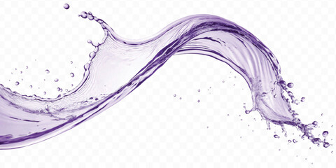 realistic smooth liquid clean water splash in different color and curve style isolated on  transparent background
