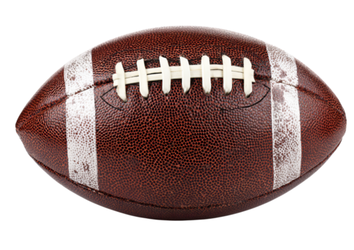 Brown American Football with White Laces isolated on a transparent background