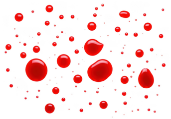 Bright Red Drops Splattered on a Clean Black Background Texture