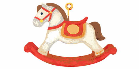 Vintage rocking horse toy illustration for christmas and holiday decor