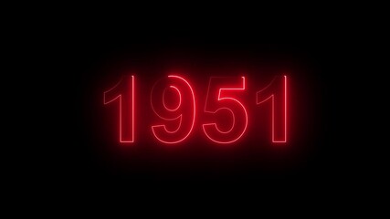 1951 Glowing Neon Line Text Animation, Powerful Abstract Neon Number Design in Stunning 4K Highlighting the Iconic and Important Year important date 1951.