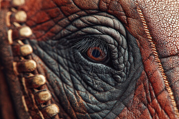 Close-up of a reptile's eye, with detailed texture and rich colors, showcasing the beauty of nature