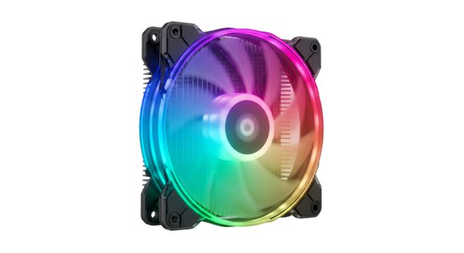 Vibrant Computer Cooling Fan isolated on transparent background