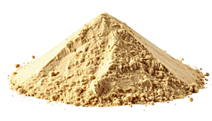Tan heap of fine powder against a dark background