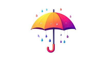 Colorful umbrella protects from gradient raindrop shower
