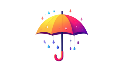 Colorful umbrella protects from gradient raindrop shower