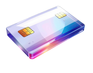 Credit card clear, iridescent, two chips