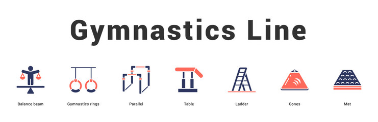 Gymnastics Line Modern and clean web banner illustration featuring thematic icons for visual communication