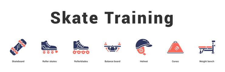 Skate Training Modern and clean web banner illustration featuring thematic icons for visual communication