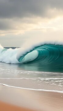 A powerful left-hand wave peels endlessly along a sandy Peruvian shore, a legendary surf destination,  remote,  left wave
