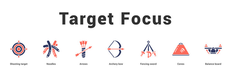 Target Focus Modern and clean web banner illustration featuring thematic icons for visual communication
