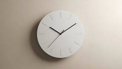 Minimalist White Clock on a Wall