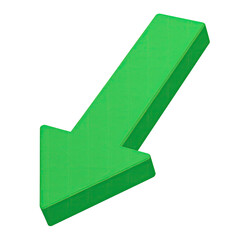 Bright green 3D arrow pointing diagonally downward