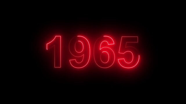 1965 Glowing Neon Line Text Animation, Powerful Abstract Neon Number Design in Stunning 4K Highlighting the Iconic and Important Year important date 1965.