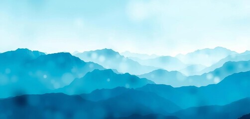 Ethereal washes of blues and greens evoke a misty mountain range, soft edges define abstract forms,  color,  backdrop