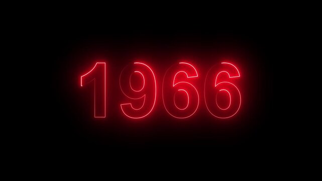 1966 Glowing Neon Line Text Animation, Powerful Abstract Neon Number Design in Stunning 4K Highlighting the Iconic and Important Year important date 1966.