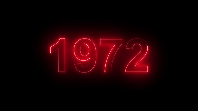 1972 Glowing Neon Line Text Animation, Powerful Abstract Neon Number Design in Stunning 4K Highlighting the Iconic and Important Year important date 1972.