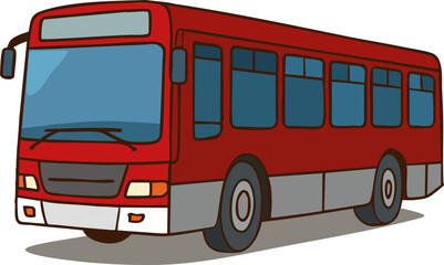 Vector illustration of a red bus. Urban transport vehicle.
