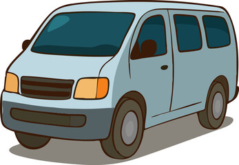 vector illustration of a minibus.