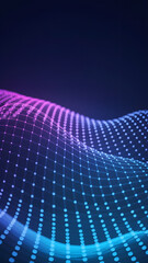 Fototapeta premium Abstract blue background vector illustration featuring a wave pattern of halftone dots and curved lines for digital design backdrop