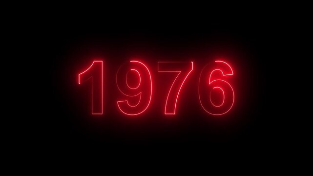 1976 Glowing Neon Line Text Animation, Powerful Abstract Neon Number Design in Stunning 4K Highlighting the Iconic and Important Year important date 1976.