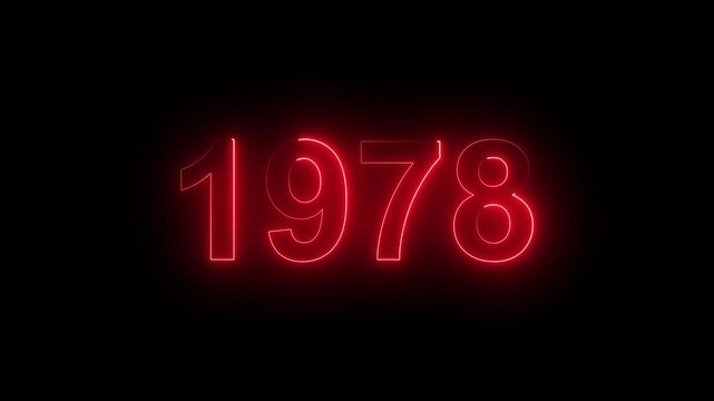 1978 Glowing Neon Line Text Animation, Powerful Abstract Neon Number Design in Stunning 4K Highlighting the Iconic and Important Year important date 1978.