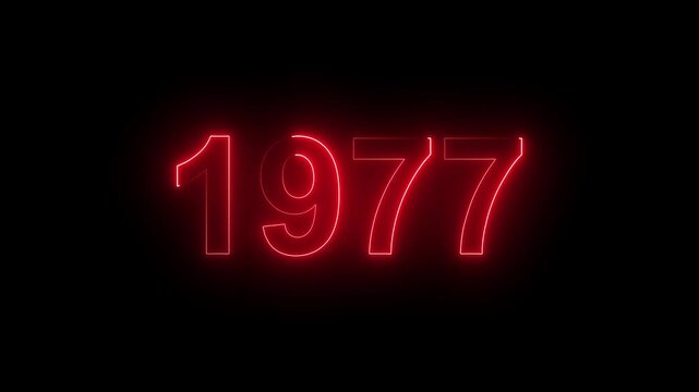 1977 Glowing Neon Line Text Animation, Powerful Abstract Neon Number Design in Stunning 4K Highlighting the Iconic and Important Year important date 1977.