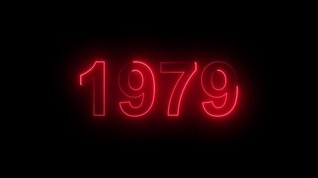 1979 Glowing Neon Line Text Animation, Powerful Abstract Neon Number Design in Stunning 4K Highlighting the Iconic and Important Year important date 1979.