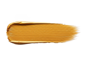 Golden paint brush stroke textured background isolated for creative designs isolated on transparent background