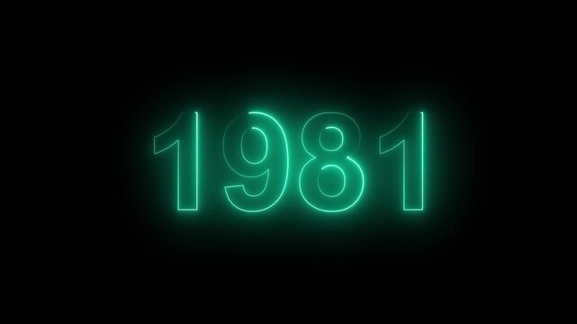 1981 Glowing Neon Line Text Animation, Powerful Abstract Neon Number Design in Stunning 4K Highlighting the Iconic and Important Year important date 1981 .