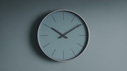 Minimalist Wall Clock on a Blue-Gray Background
