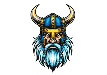 Naklejka premium Intricate Viking Warrior Graphic Illustration on a Black Background