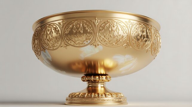 Ornate Golden Chalice with Intricate Leafy Design