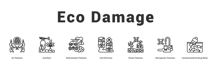 Eco Damage Modern and clean web banner illustration featuring thematic icons for visual communication