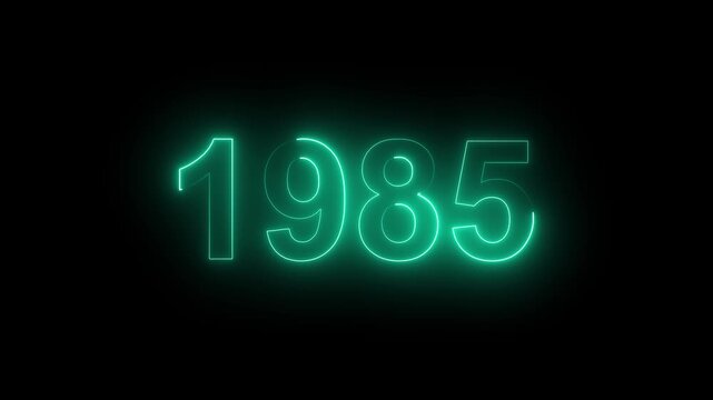 1985 Glowing Neon Line Text Animation, Powerful Abstract Neon Number Design in Stunning 4K Highlighting the Iconic and Important Year important date 1985.