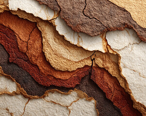 Textured Layers of Earth and Stone Abstract Background with Rich Brown, Beige, and White Hues Showing Natural Stratification