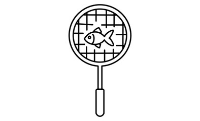 お祭りの風物詩・金魚すくいイラストアイコン素材