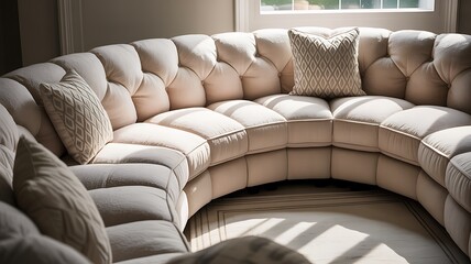 Plush Tufted Sectional Sofa in a Sunlit Room